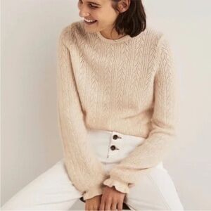 Boden Cream Cable Knit Sweater
